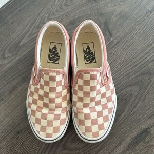 Vans Checkered Slip-On Shoes - Pink and Cream
